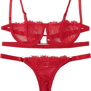 Conjunto de 2 piezas de lencería sexy de Tanga y brasier-Shein