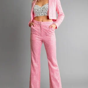 Set pantalon y blazer lentejuela rosa