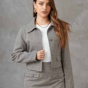 Saco Crop de cuadros Amelia para mujer